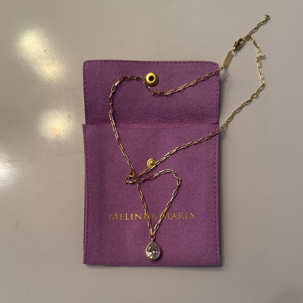 Melinda Maria Gold “Drop of Perfection”Necklace with Diamondette Pendant